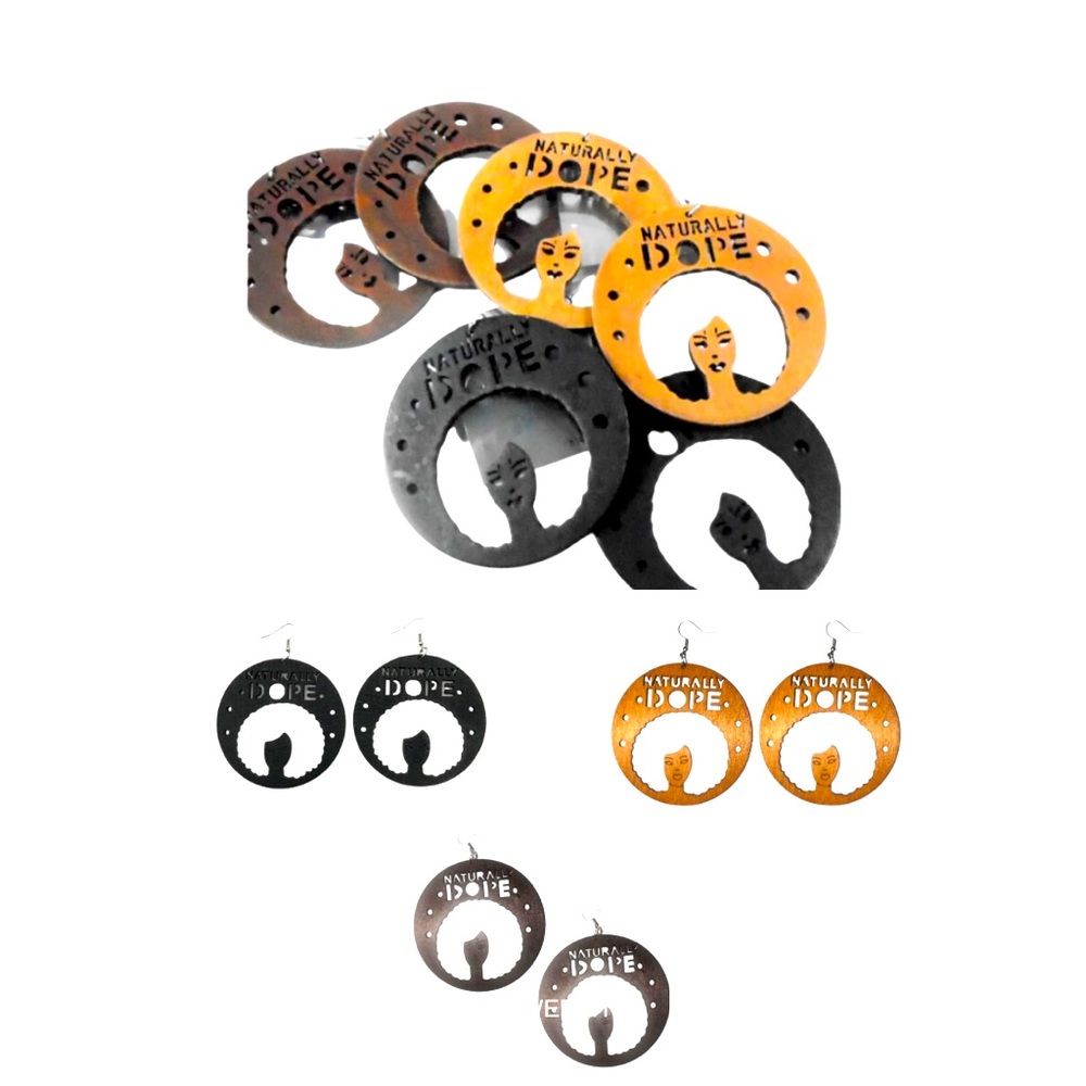 “Naturally Dope” Natural Wood 3 Pairs of Earrings